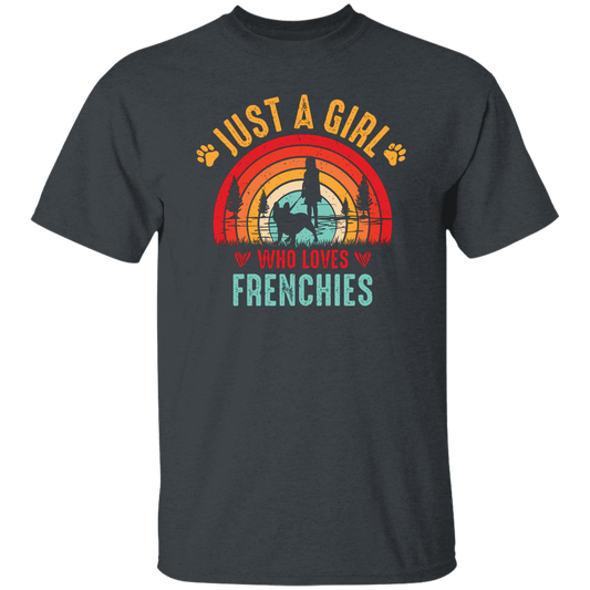 Just A Girl Who Loves Frenchies, Retro French Bulldog Unisex T-Shirt