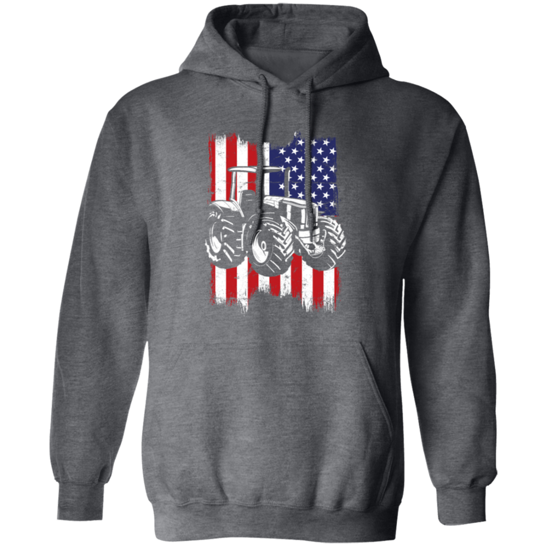 Farm Tractor Usa Flag, Patriotic Vintage Pullover Hoodie