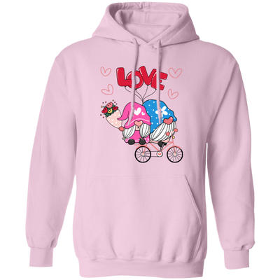 Cute Gnome, Gnome Couple, Gnome Ride A Bike With Love, Valentine's Day, Trendy Valentine Pullover Hoodie