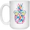 Watercolor Pineapple, Heart Sunglasses, Summer Vibes, Xmas Vibe White Mug