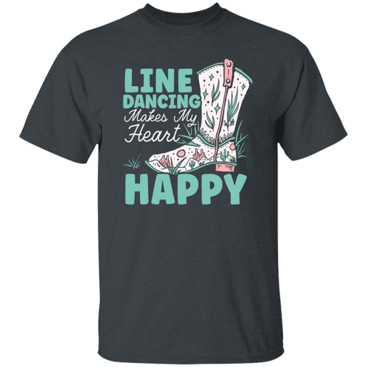 Cowboy Gift, Line Dancing Makes My Heart Happy Vintage Unisex T-Shirt