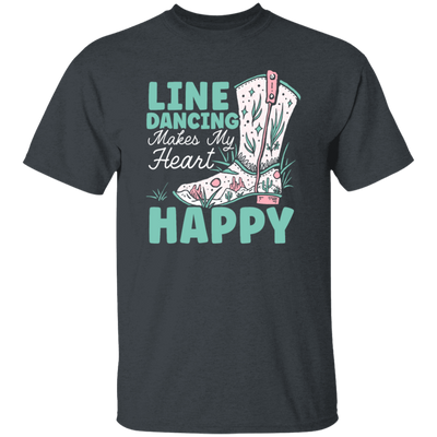 Cowboy Gift, Line Dancing Makes My Heart Happy Vintage Unisex T-Shirt