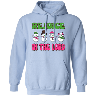 Rejoice In The Lord, Love Snowman, Four Snowman, Set Of Snowman, Merry Christmas, Trendy Christmas Pullover Hoodie