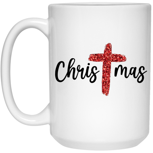 Red Glitter Christmas, Red Christian, Pastor Gift, Merry Christmas, Trendy Chrismas White Mug