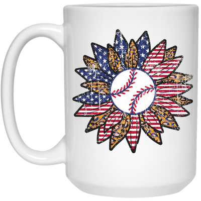 American Baseball, Sunflower Baseball, Leopard Sunflower-4 White Mug