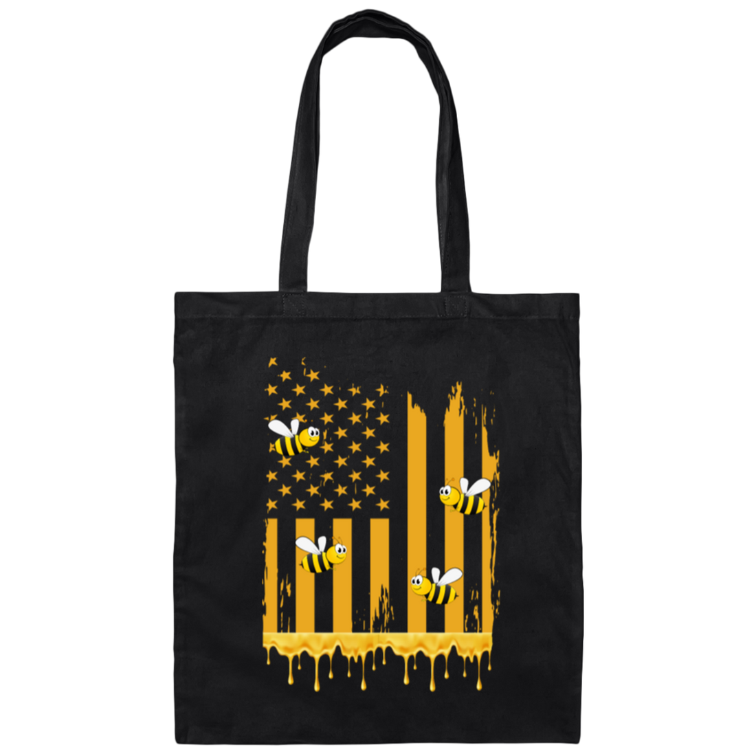 American Flag Bee, Honeycomb Canvas Tote Bag