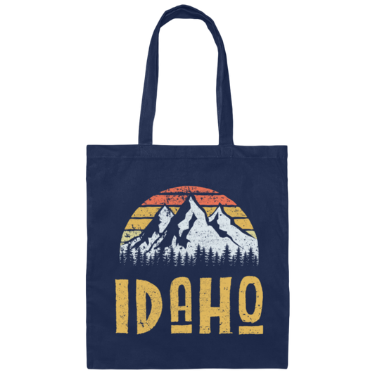 Vintage Retro Idaho Us Mountain State, Vintage Idaho Mountain Canvas Tote Bag