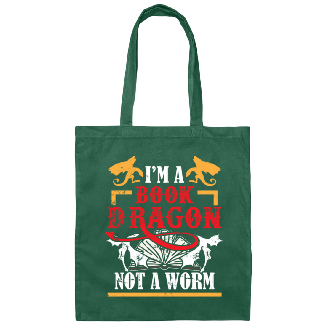 Love Book, I Am A Book-dragon, Not A Bookworm, Retro Book Gift Canvas Tote Bag