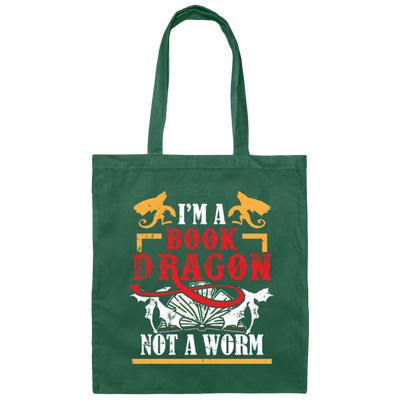 Love Book, I Am A Book-dragon, Not A Bookworm, Retro Book Gift Canvas Tote Bag