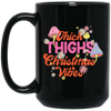 Thick Thighs Christmas Vibes, Groovy Christmas, Mushroom Lover Black Mug