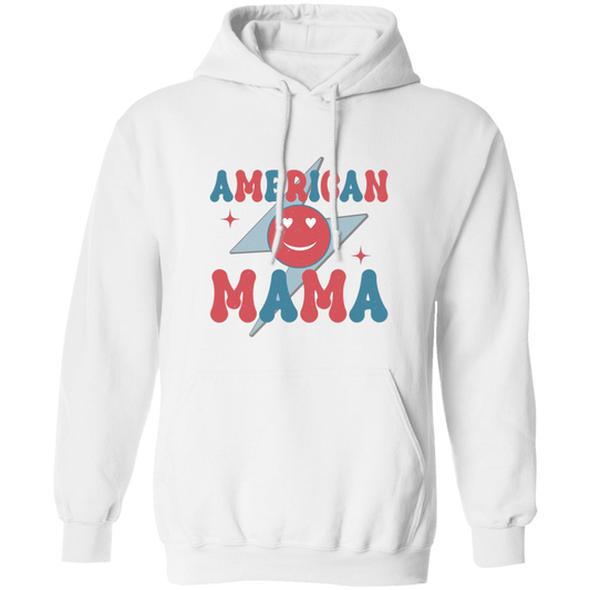 Mama American, Groovy Mama, Retro Mama, Smile Icon Pullover Hoodie