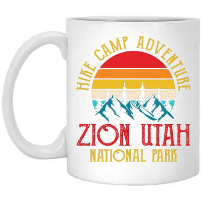 Hike Camp Adventure Zion Utah National Park, Retro Zion White Mug