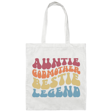 Auntie Godmother Bestie Legend, Retro Mother Gift Canvas Tote Bag