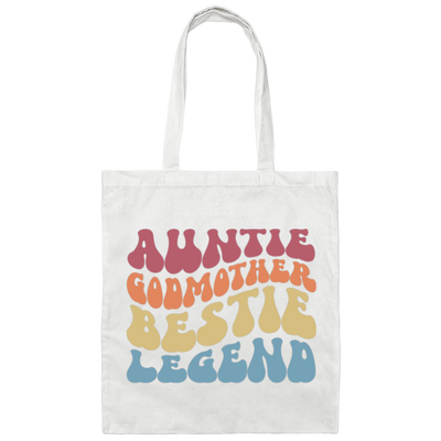 Auntie Godmother Bestie Legend, Retro Mother Gift Canvas Tote Bag