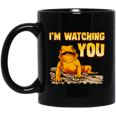 Bearded Dragons, I Am Watching You, Gold Frog, Frog Watching You Black Mug