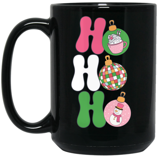 Ho Ho Ho, Funny Santa, Funny Christmas, Love Christmas Black Mug