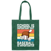Baseball Lover, School Is Important, But Baseball Is Importanter, Retro Baseball Canvas Tote Bag