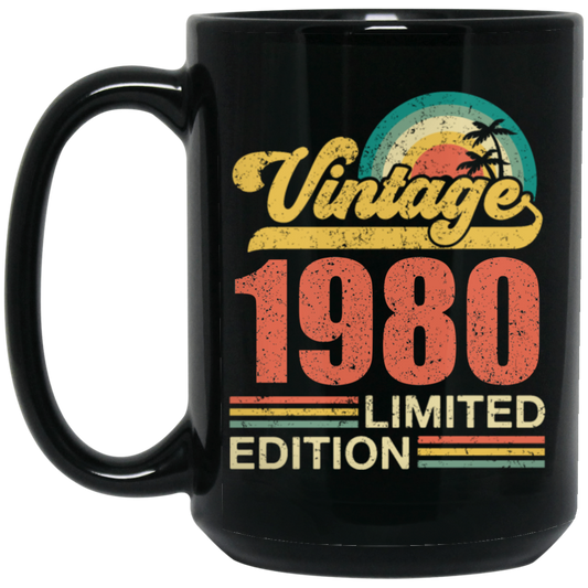 Hawaii 1980 Gift, Vintage 1980 Limited Gift, Retro 1980, Tropical Style Black Mug