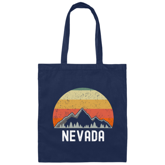Retro Nevada Sunset Retro Vintage Nature Mountain Hiking Canvas Tote Bag