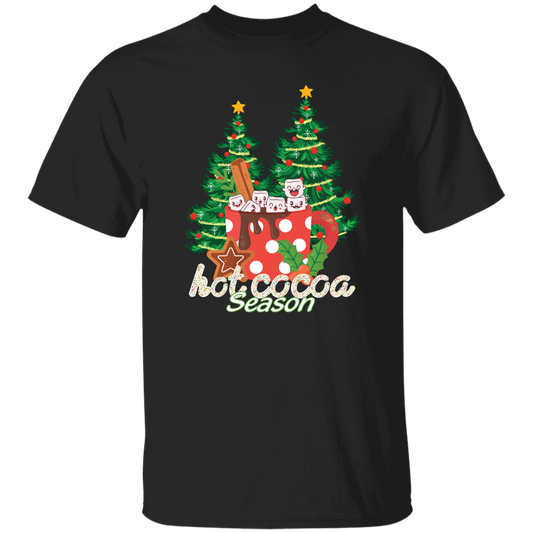 Hot Cocoa Season, Cute Cocoa Cup, Cute Mashmallow, Merry Christmas, Trendy Christmas Unisex T-Shirt