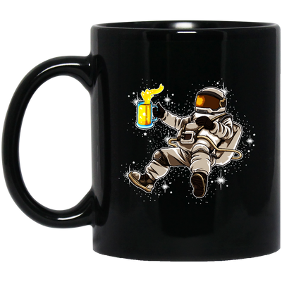 Socialble Astronaut, Love Beer, Astronaut Drink Beer, Beer In Spaces Black Mug