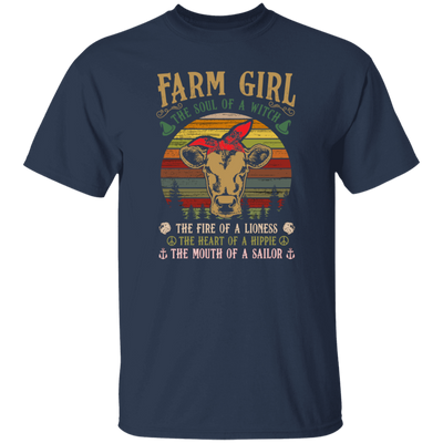 Farm Girl, Cute Cow Retro Gift, The Soul Of A Witch, Vintage Cow Unisex T-Shirt