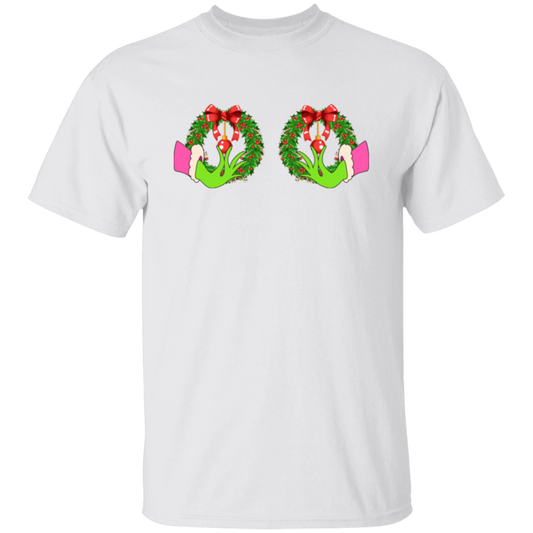 Funny Christmas, Grinch's Hands On The Boobs, Merry Titsmas, Merry Christmas, Trendy Chrismas Unisex T-Shirt