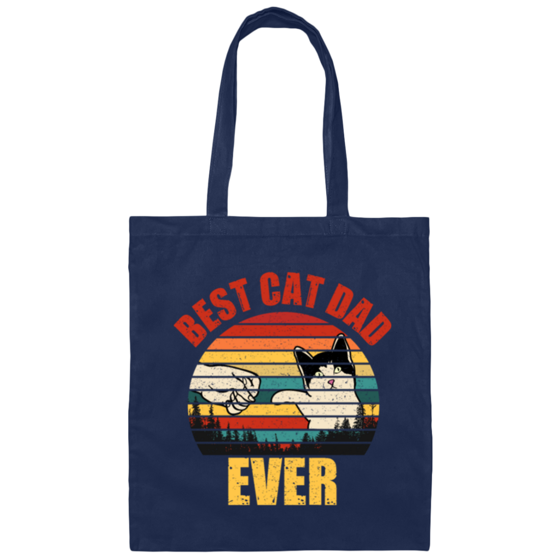 Best Cat Dad Ever, Daddy Kitten, Meow Gift, Cute Cat, Retro Cat Canvas Tote Bag