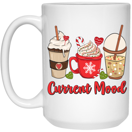 Current Mood, Christmas Coffee, Christmas Drink Cup, Merry Christmas, Trendy Christmas White Mug