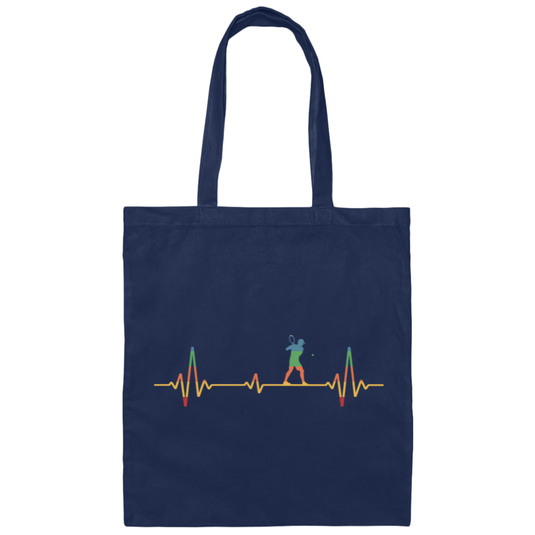 Retro Tennis Heartbeat Ecg Tennis Player Gift Canvas Tote Bag