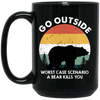 Vintage Bear Go Outside, Be Careful Wildlife, Bear Kill You Black Mug