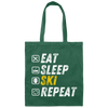 Eat Sleep Ski - Funny Alpine Skiing Gift Canvas Tote Bag