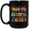 Groovy Thankful, Groovy Grateful, Blessed, Thanksgiving Black Mug