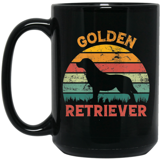 Golden Retriever, Retro Golden, Golden Dog Black Mug