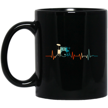Drummer, Drumsticks, Drumming, Heartbeat Rock Lover, Rocker Vintage Gift Black Mug