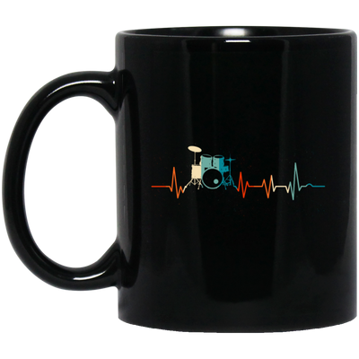 Drummer, Drumsticks, Drumming, Heartbeat Rock Lover, Rocker Vintage Gift Black Mug