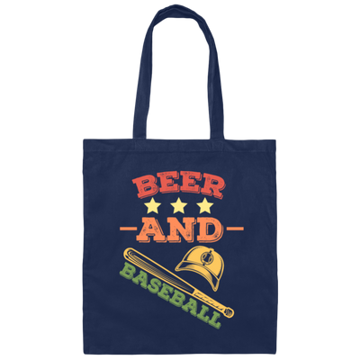 Beer And Baseball, Retro Baseball, American Football, Baseball Gift Canvas Tote Bag