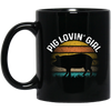 Pig Lovin Girl, Girl Love Pig, Retro Pig, Pig Silhouette Black Mug