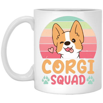 Corgi Squad, Retro Corgi, Groovy Corgi, Lovely Corgi White Mug