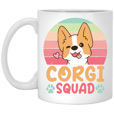 Corgi Squad, Retro Corgi, Groovy Corgi, Lovely Corgi White Mug