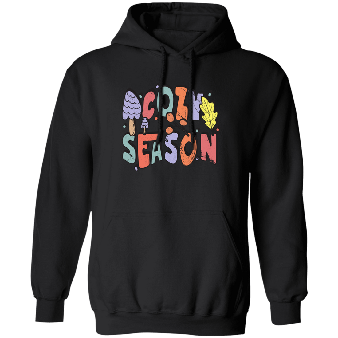 Cozy Season, Fall, Autumn, Groovy Fall Season Pullover Hoodie