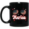 Sunglasses America, American Flag, Star America Black Mug