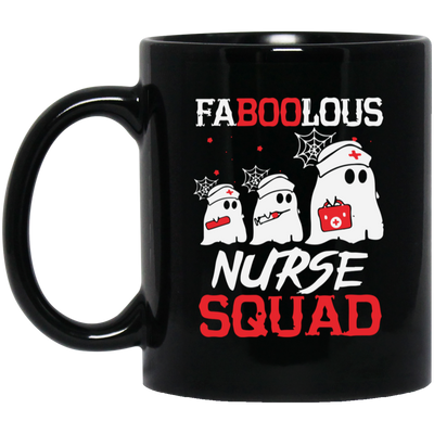 Faboolous Nurse Squad, Boo Ghost Nurse, Nurse Squad Halloween, Trendy Halloween Black Mug