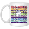 Halloween Party, Ghost Halloween, Groovy Halloween White Mug