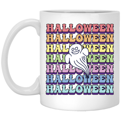 Halloween Party, Ghost Halloween, Groovy Halloween White Mug