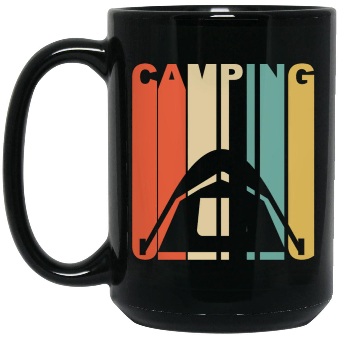 Camping Graphic Vintage, Gift For Camping Lover, Hiking Lover Retro Style Black Mug