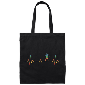 Retro Tennis Heartbeat Ecg Tennis Player Gift Canvas Tote Bag