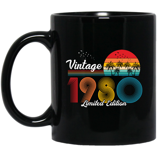 Vintage 1980, 1980 Birthday, 1980 Limited Edition, 1980 Retro Black Mug