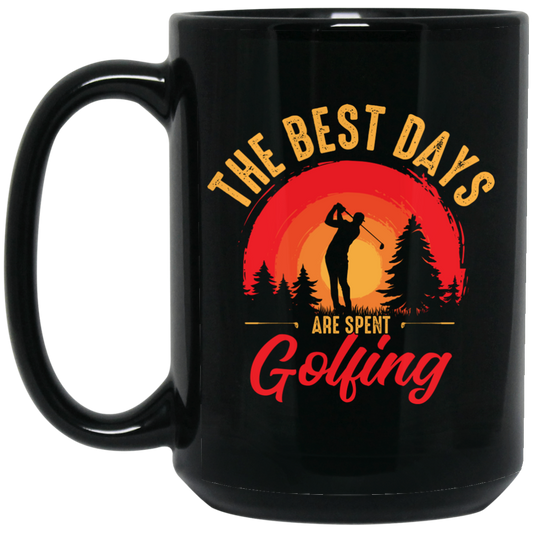 The Best Days Are Spent Golfing, Retro Golf Player Black Mug