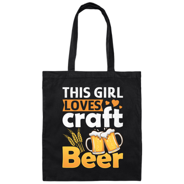 This Girl Love Craft Beer, Beer Lover, Retro Beer Canvas Tote Bag